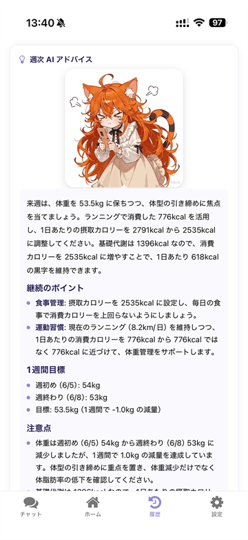 履歴 週次アドバイス