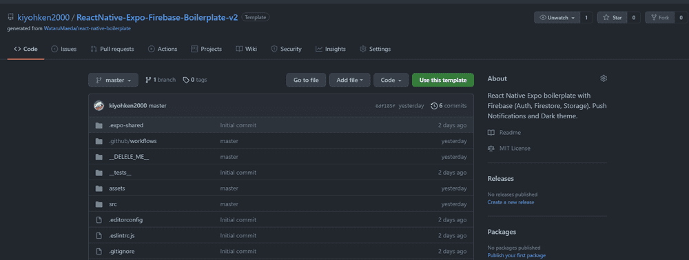 React Native Expo boilerplate with Firebase. Expoのボイラープレートを書き直した